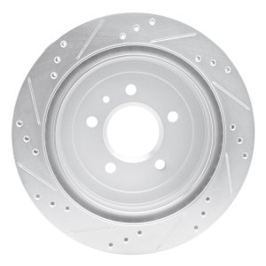 Cadillac ATS Brake Rotor (1) - Rear Right - R1 Concepts - Drilled & Slotted - Silver - `13-`19